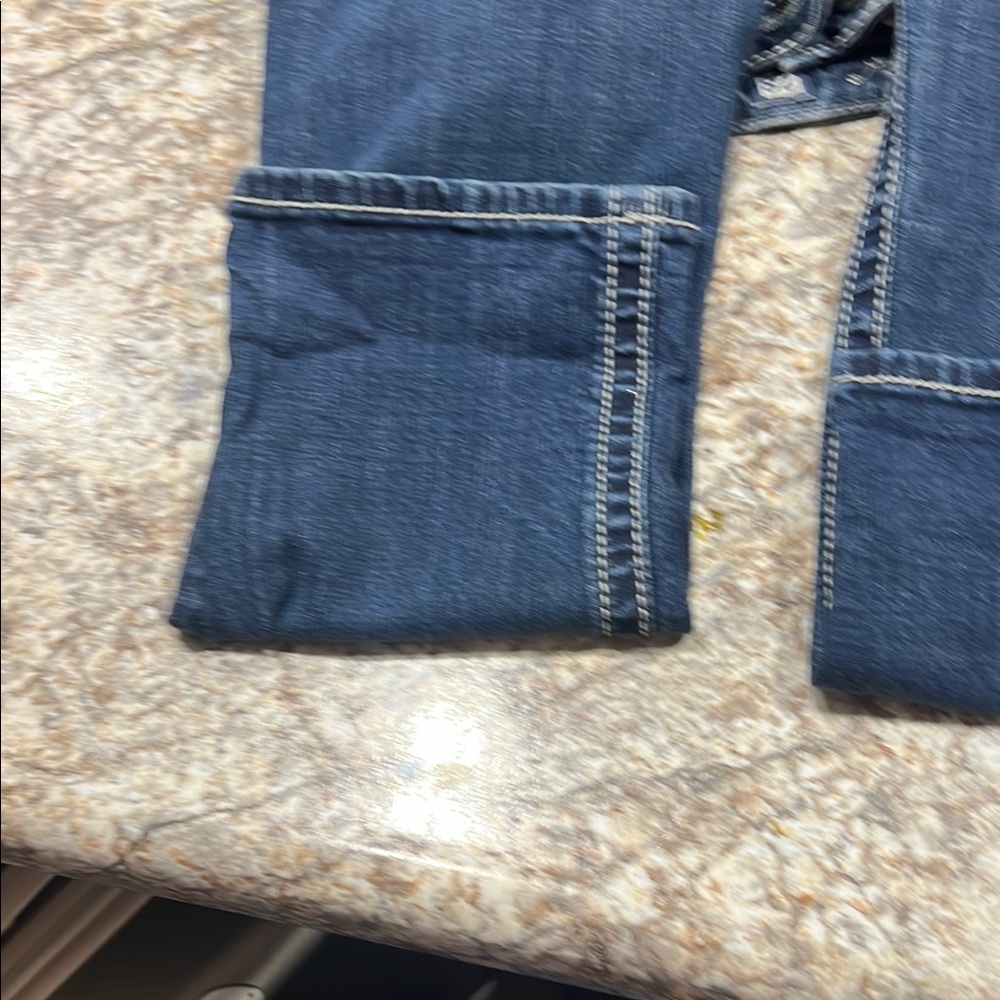 Miss Me Blue Boyfriend Jeans with Rhinestone Embellishments - Picture 11 of 12